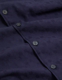 Jacquard Floral Cotton Short Sleeve Shirt