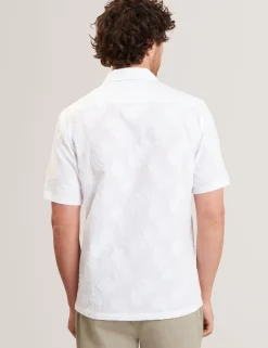 Jacquard Leaf Texture Short Sleeve Shirt