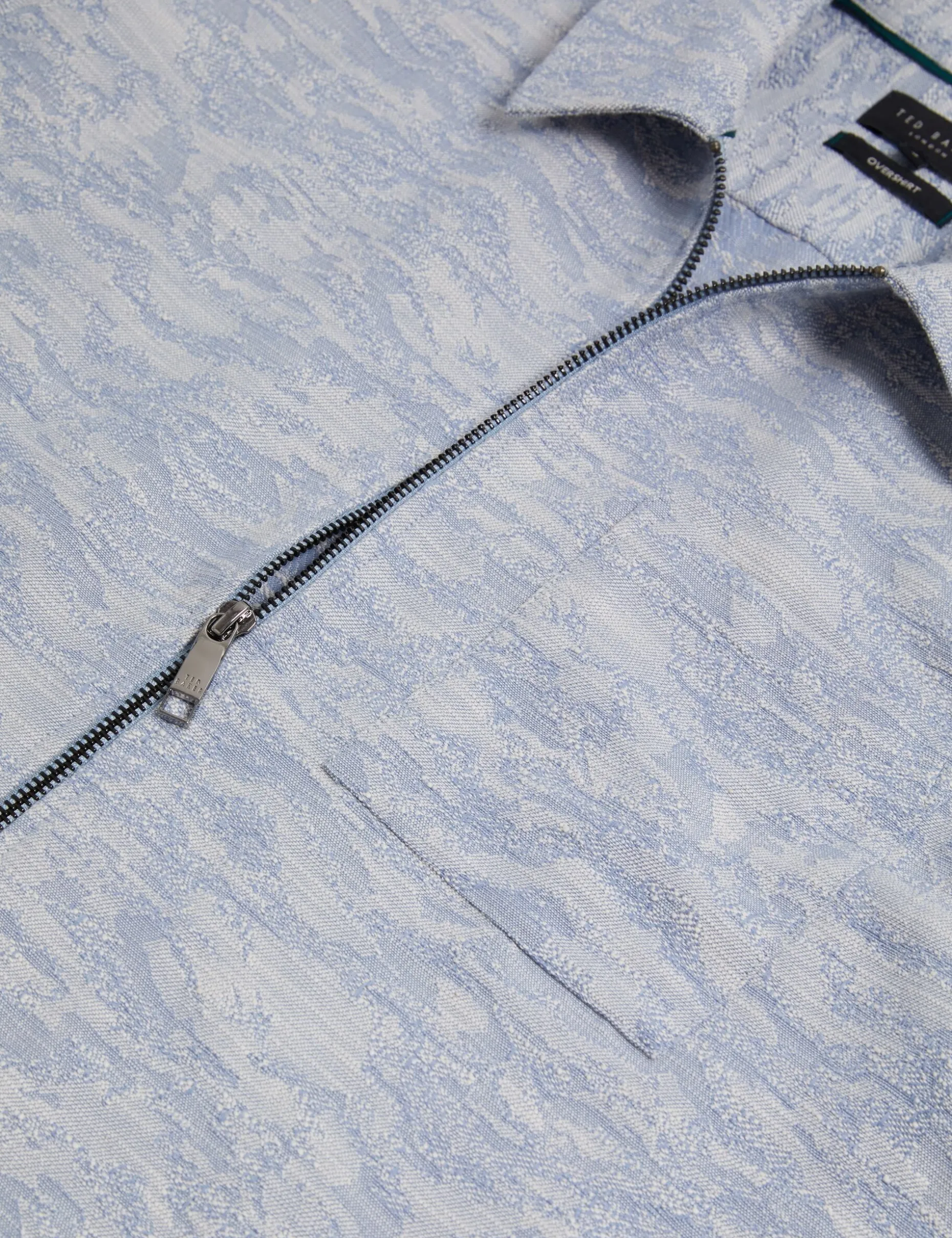 Jacquard Light Denim Zip-Through Overshirt