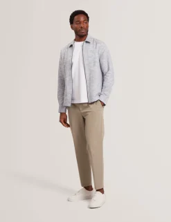 Jacquard Light Denim Zip-Through Overshirt