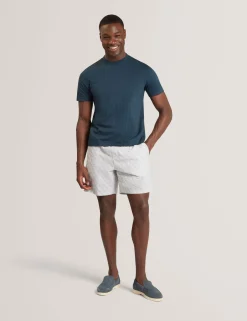 Jacquard Textured Grid Cotton T-Shirt