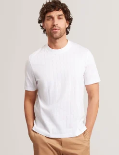 Jacquard Textured Grid Cotton T-Shirt