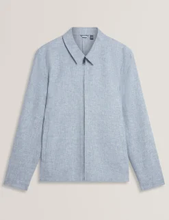 Linen Cotton Zip-Up Harrington Jacket