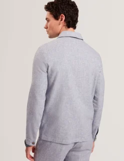 Linen Cotton Zip-Up Harrington Jacket