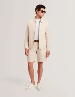 Linen Cotton Zip-Up Harrington Jacket