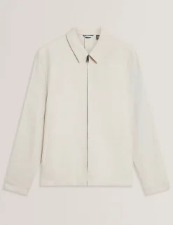 Linen Cotton Zip-Up Harrington Jacket