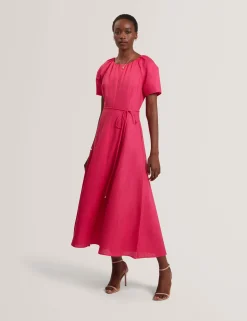 Linen Raglan Sleeve Maxi Dress