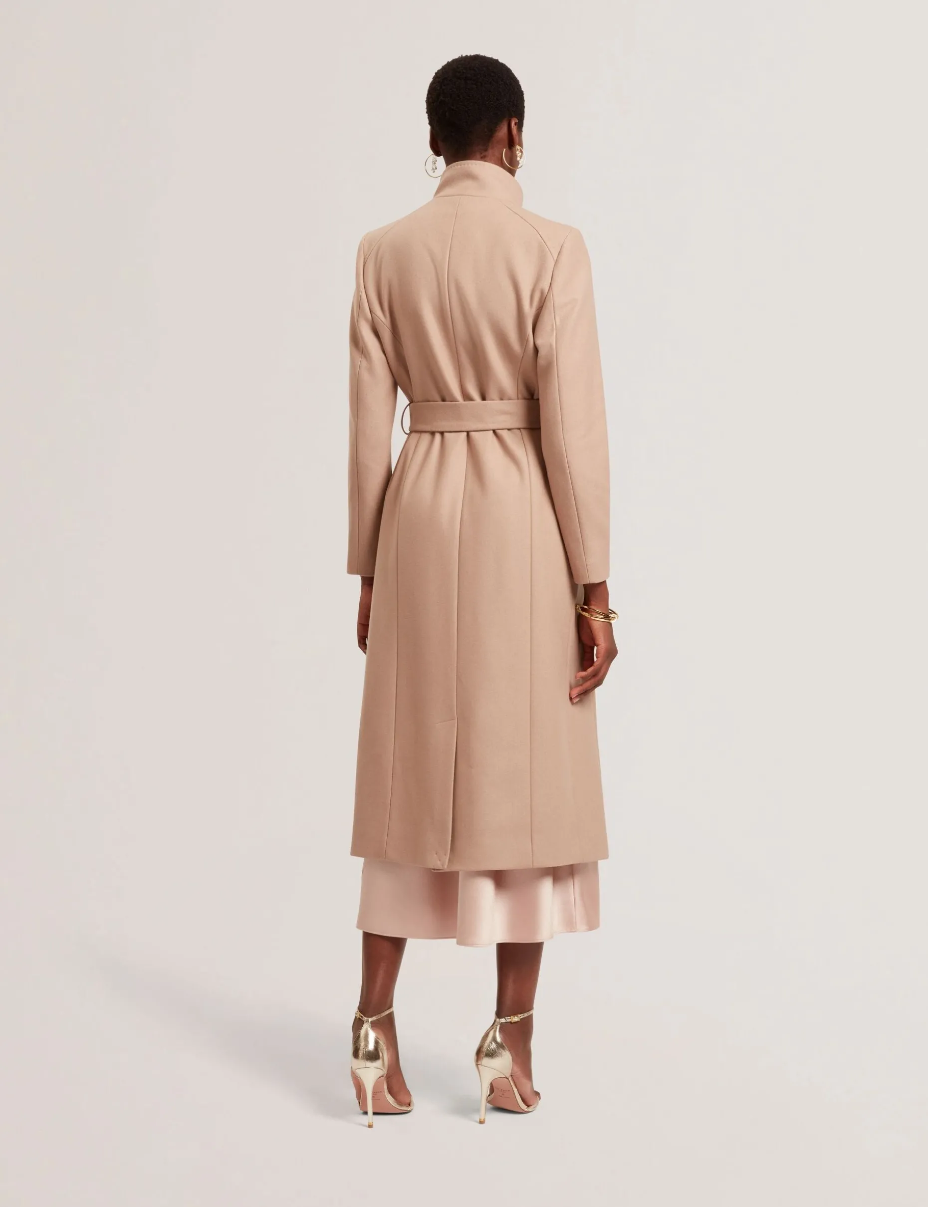 Longline Belted Wool Wrap Coat