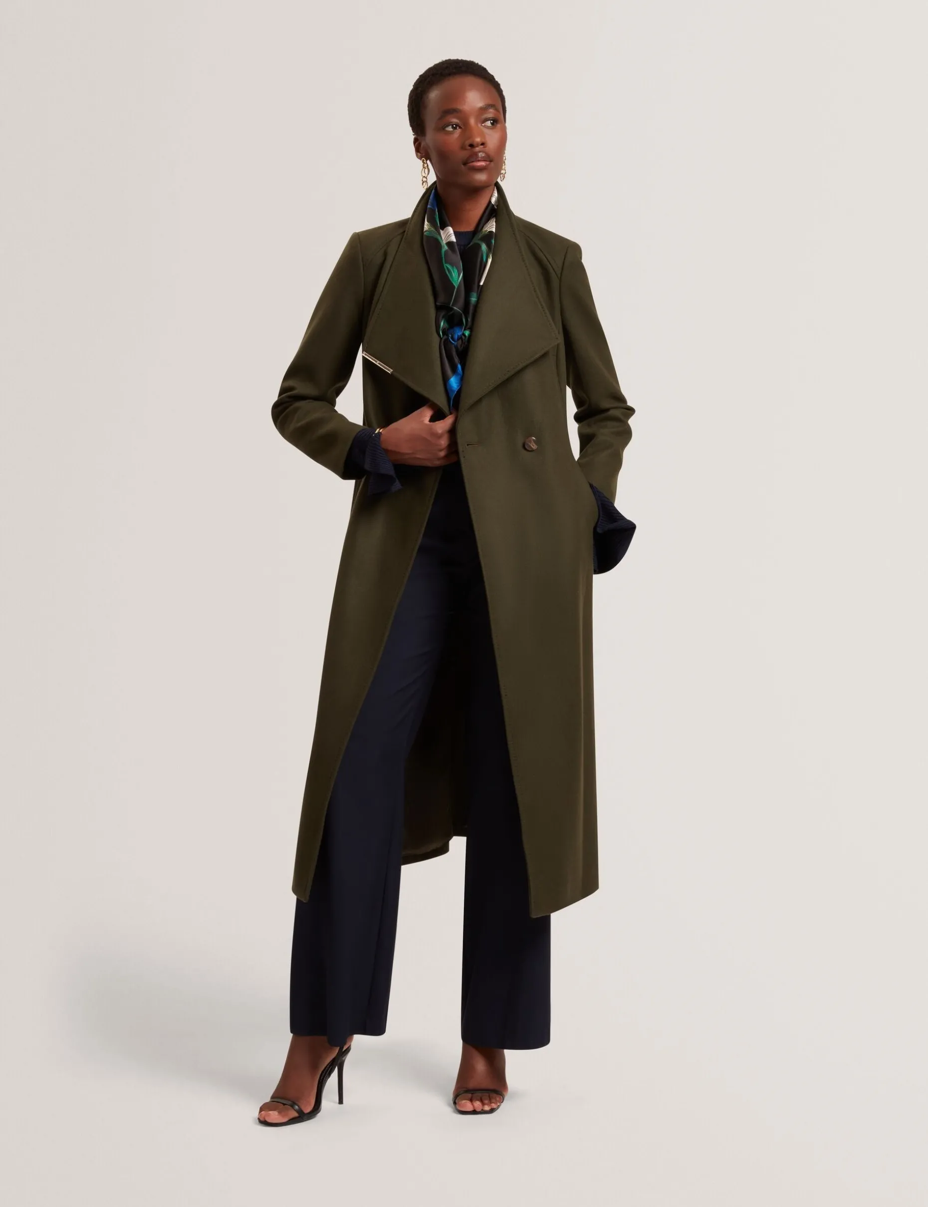Longline Belted Wool Wrap Coat