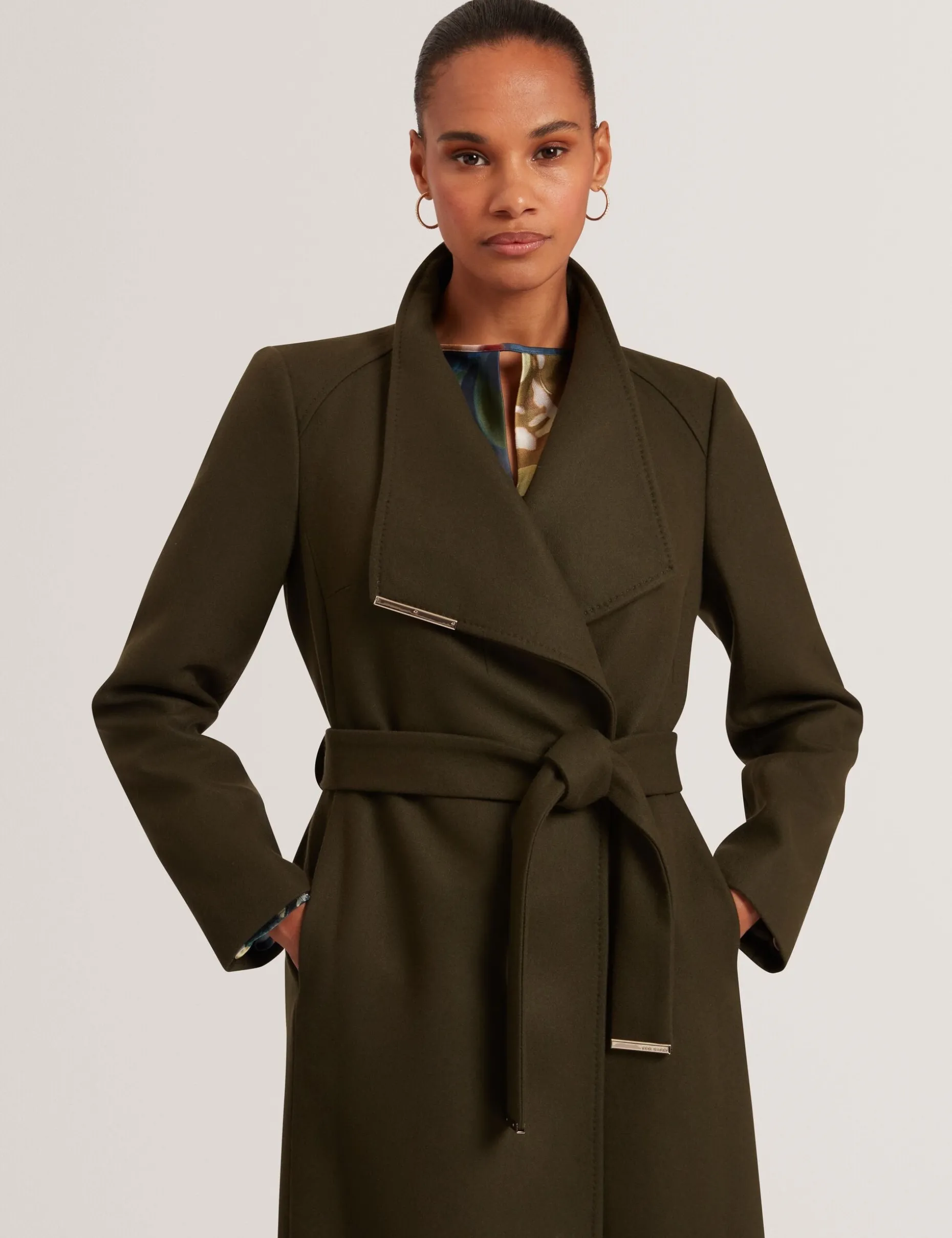 Longline Belted Wool Wrap Coat