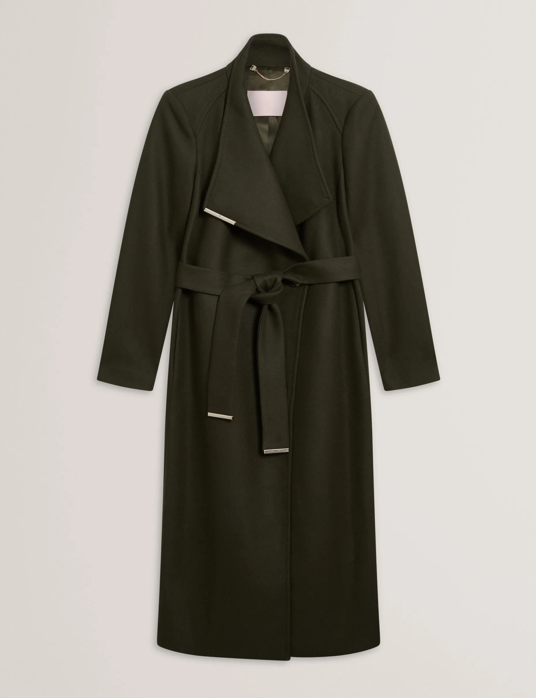 Longline Belted Wool Wrap Coat
