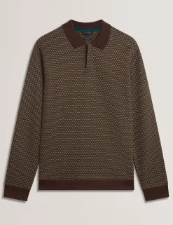 Long Sleeve Geo Jacquard Polo