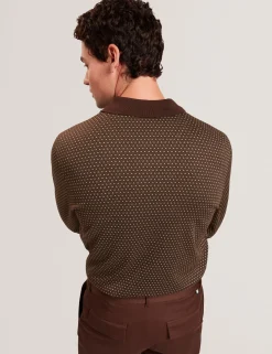 Long Sleeve Geo Jacquard Polo