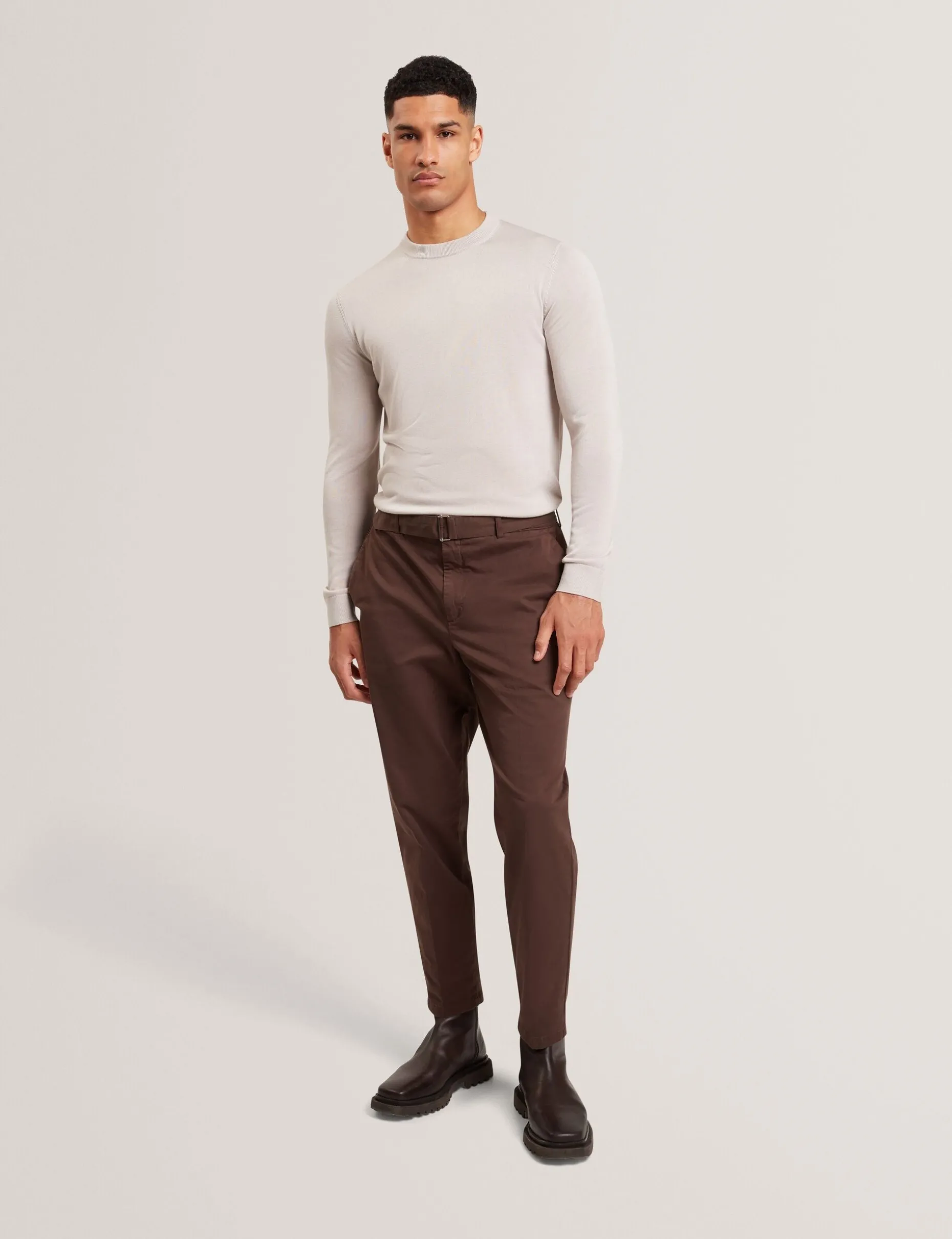 Long Sleeve Silk Blend Crew Neck Jumper