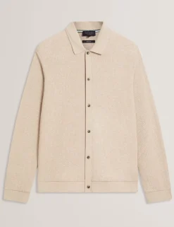 Long Sleeve Textured Button-Through Polo