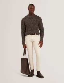 Marled Wool Knit Crew Neck Sweater