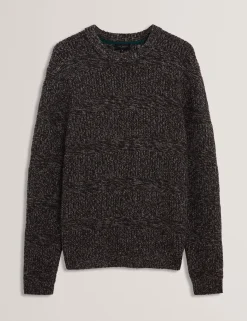 Marled Wool Knit Crew Neck Sweater