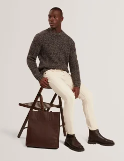 Marled Wool Knit Crew Neck Sweater