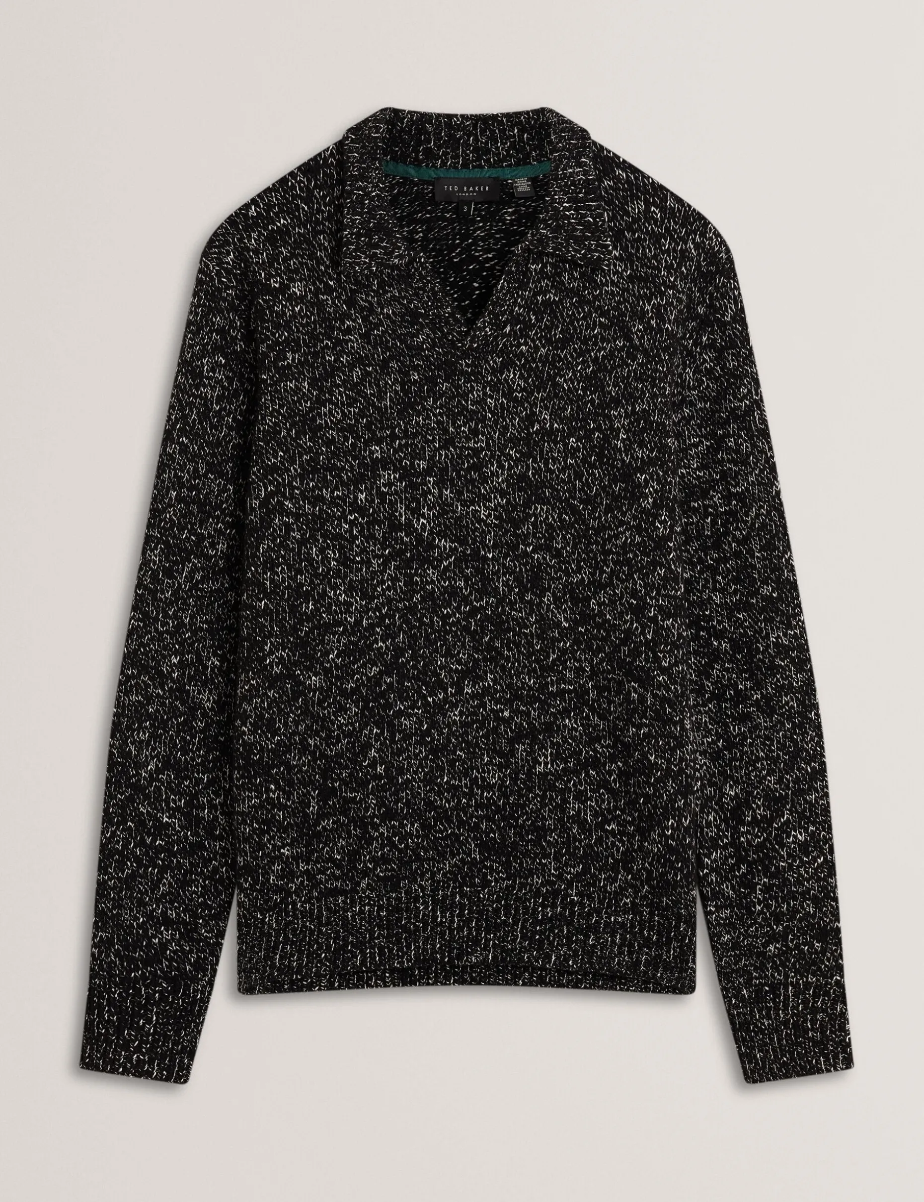 Melange Knit Long Sleeve Polo Shirt