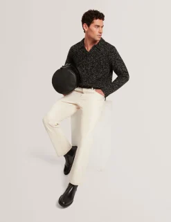 Melange Knit Long Sleeve Polo Shirt