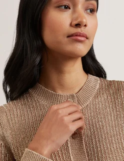 Metallic Knit Cropped Cardigan
