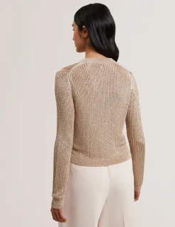 Metallic Knit Cropped Cardigan