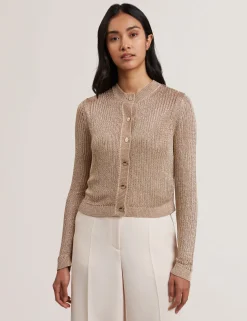 Metallic Knit Cropped Cardigan