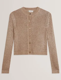 Metallic Knit Cropped Cardigan