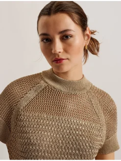 Metallic Knitted Short Sleeve Top