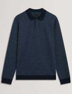 Micro Geo Jacquard Long Sleeve Polo