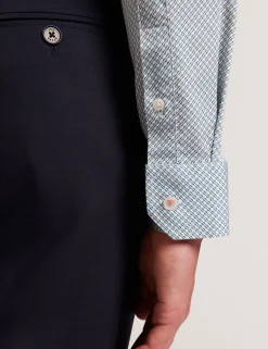 Micro Geo Print Long Sleeve Slim Shirt
