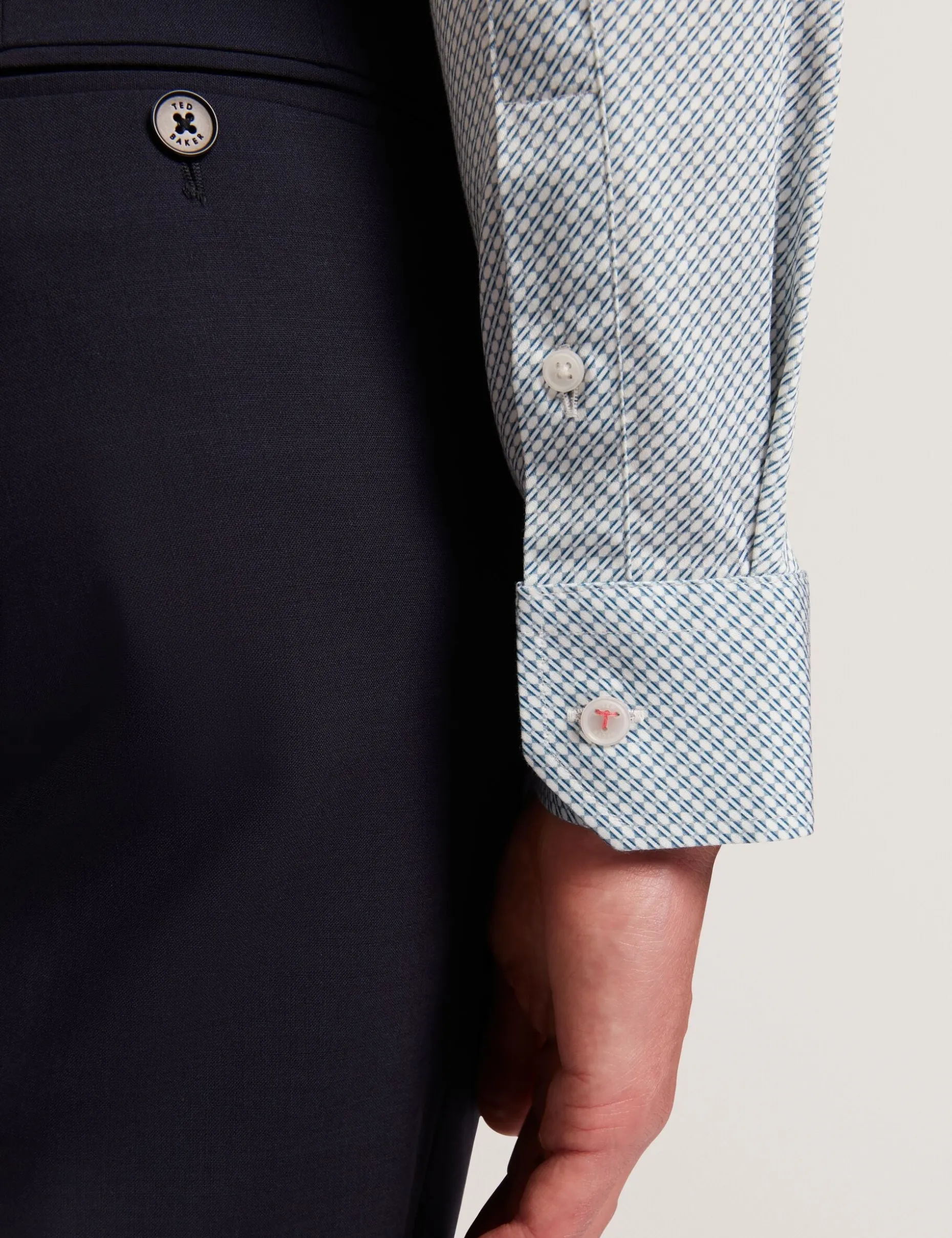 Micro Geo Print Long Sleeve Slim Shirt