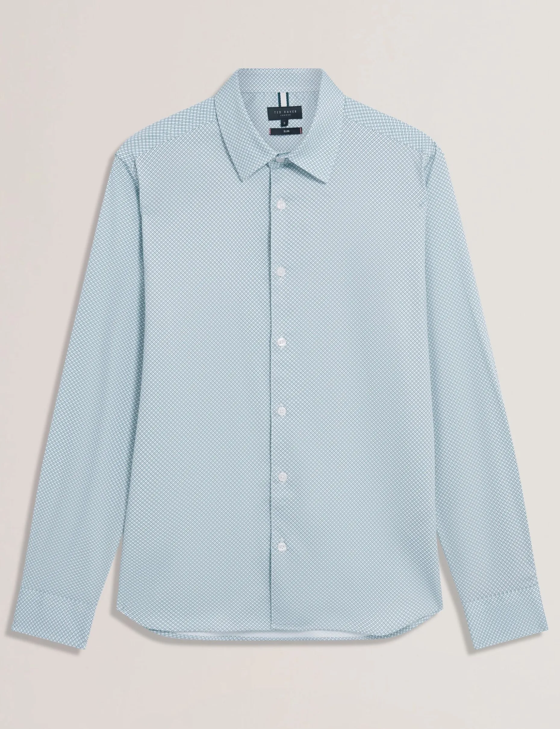 Micro Geo Print Long Sleeve Slim Shirt