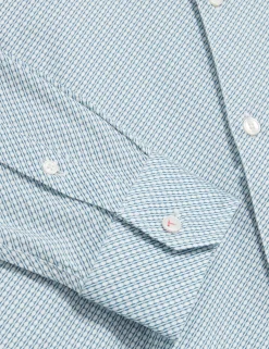 Micro Geo Print Long Sleeve Slim Shirt