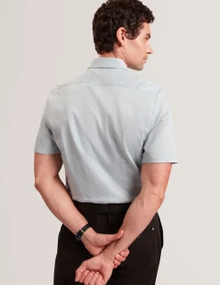 Micro Geo Print Slim Short Sleeve Shirt