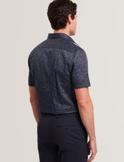 Mini Leaf Print Short Sleeve Cotton Shirt