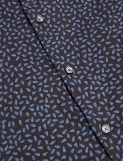 Mini Leaf Print Short Sleeve Cotton Shirt
