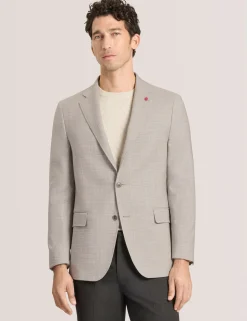 Mixed Plaid Wool Tailored Blazer