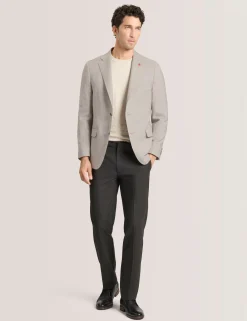 Mixed Plaid Wool Tailored Blazer