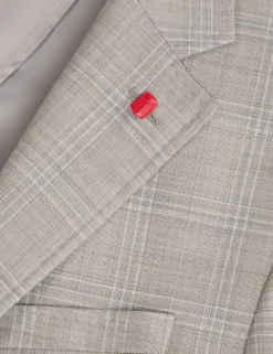 Mixed Plaid Wool Tailored Blazer