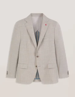Mixed Plaid Wool Tailored Blazer