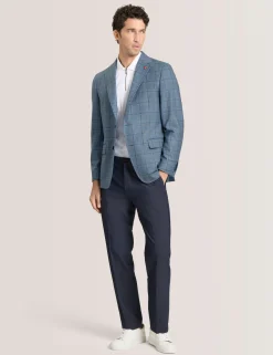 Mixed Plaid Wool Tailored Blazer