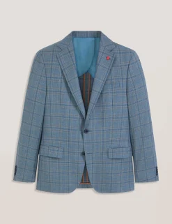 Mixed Plaid Wool Tailored Blazer