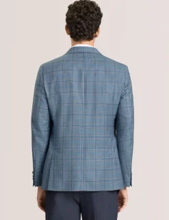 Mixed Plaid Wool Tailored Blazer