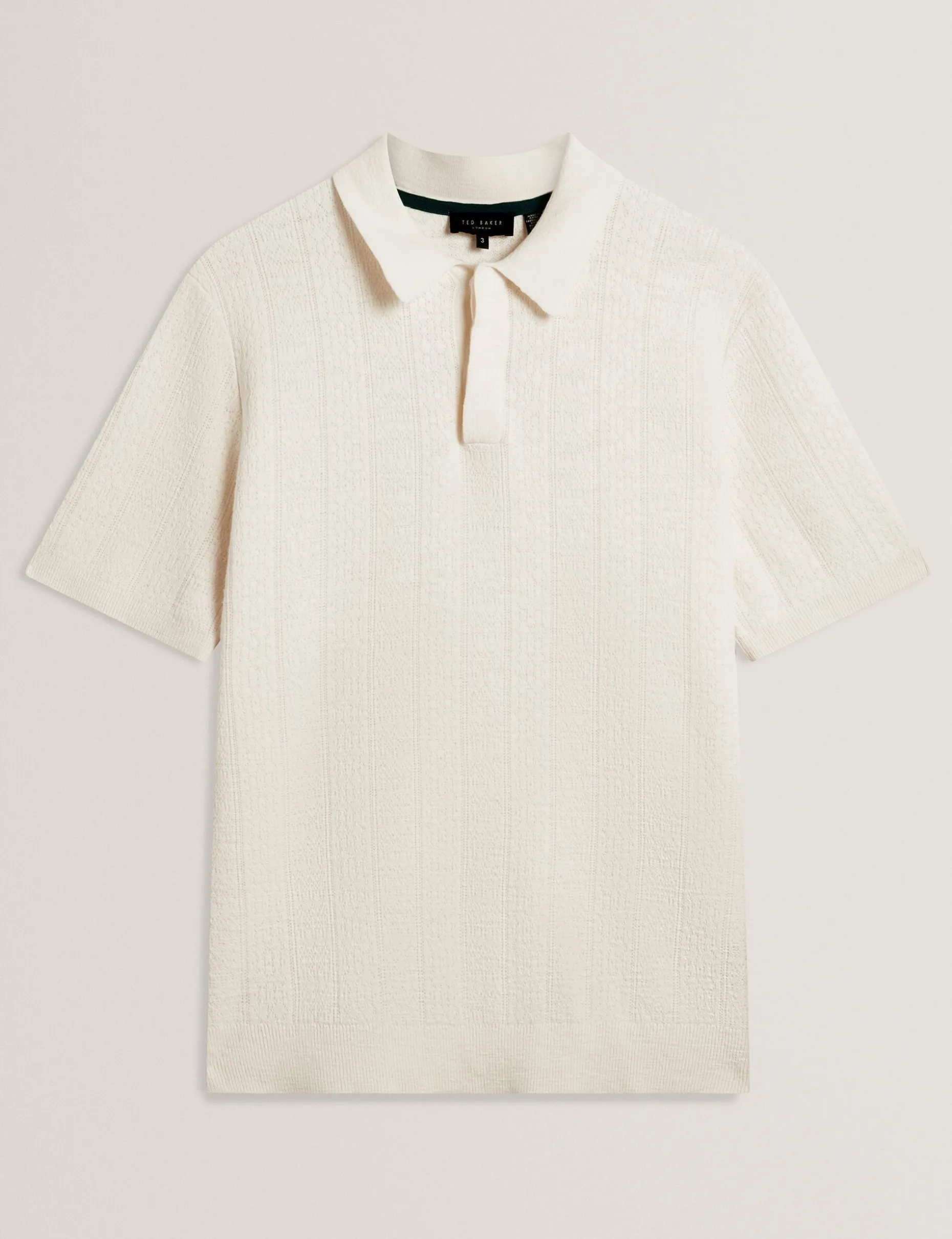 Mixed Texture Cotton Linen Knit Polo