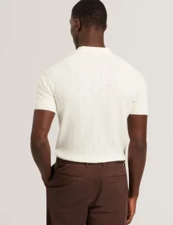 Mixed Texture Cotton Linen Knit Polo