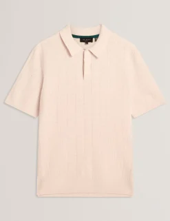 Mixed Texture Cotton Linen Knit Polo