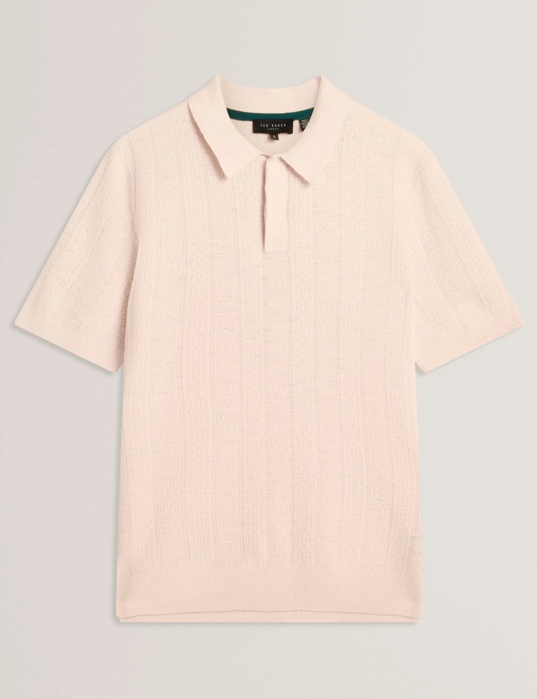 Mixed Texture Cotton Linen Knit Polo