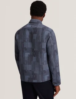 Mixed Weave Stripe Zip-Through Overshirt
