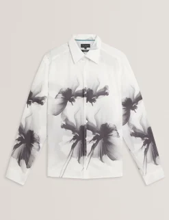Monochrome Floral Long Sleeve Shirt